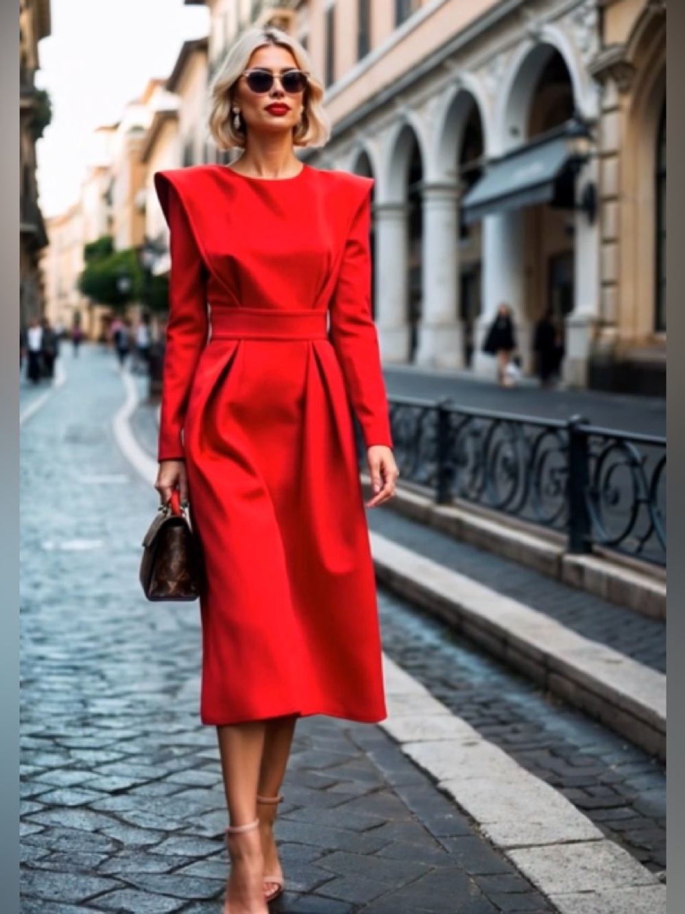 NWT- Sophisticated Red Midi Dress with zip up back - Picture 2 of 3